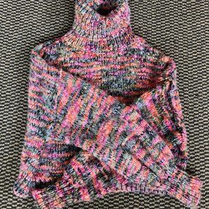 Colorful turtleneck knit sweater size M